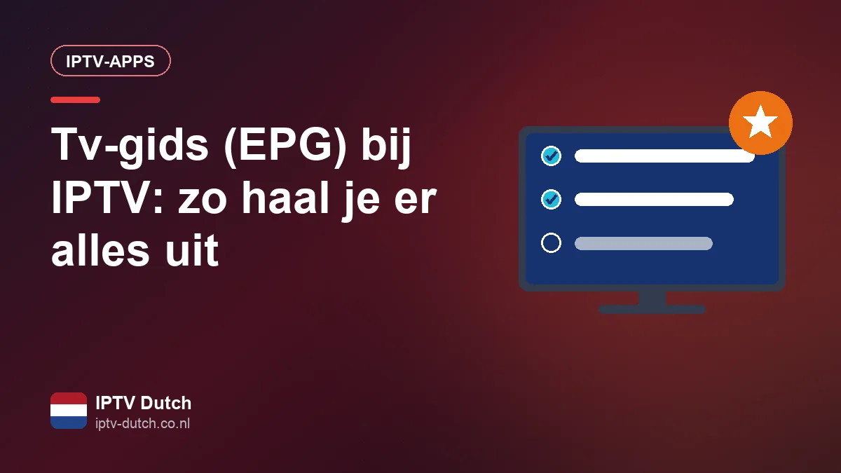 Tv-gids (EPG) geopend in een IPTV-app op een televisie